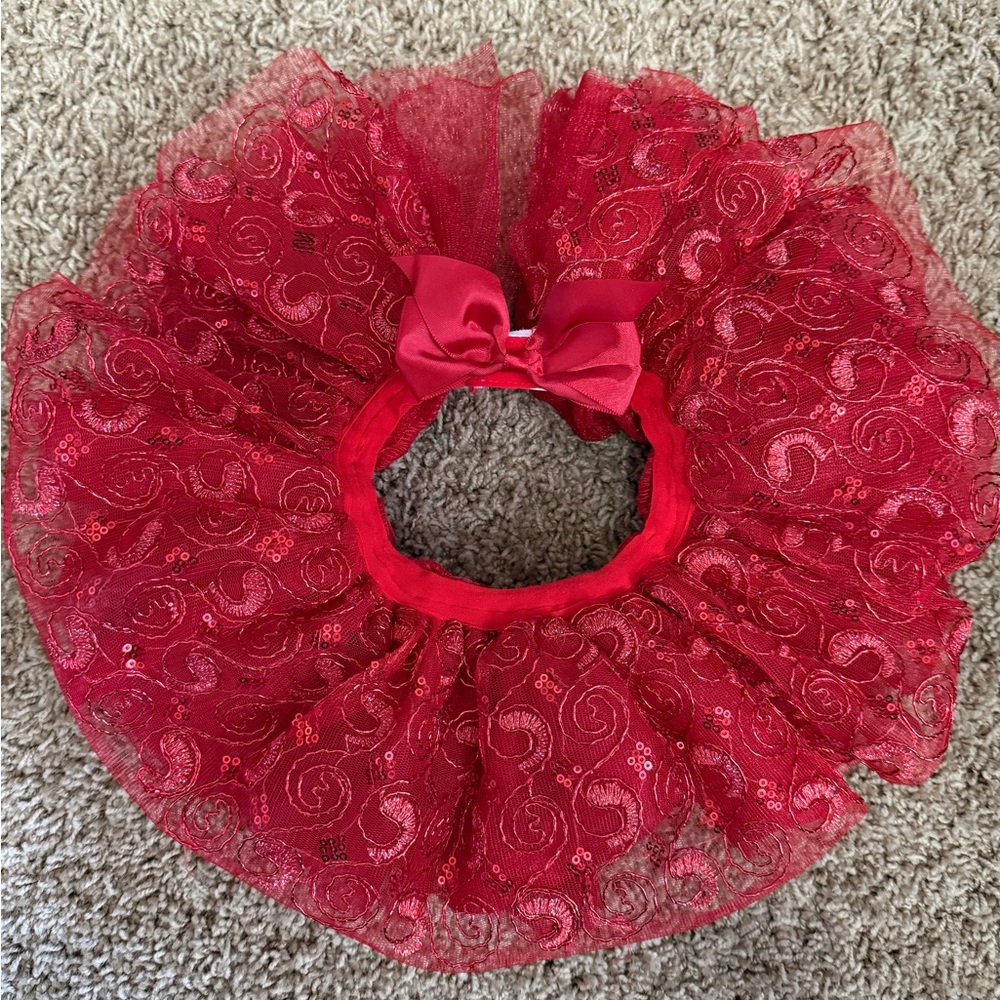 Red Lace Beaded Tutu Skirt